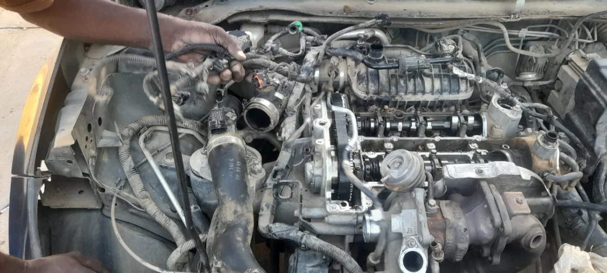 Auto repair in progress at R40 Master Mobile Auto Services